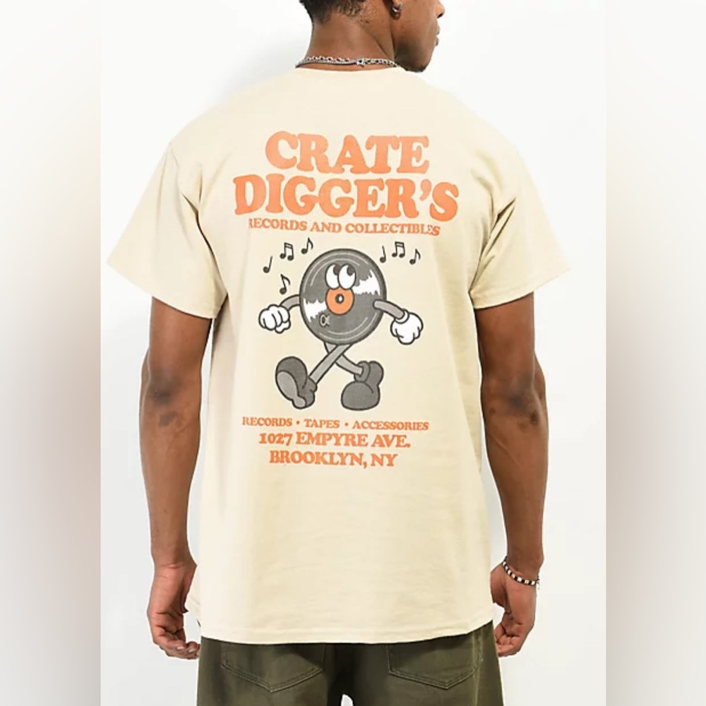 Empyre‎ Crate Diggers men’s graphic T-Shirt beige size medium